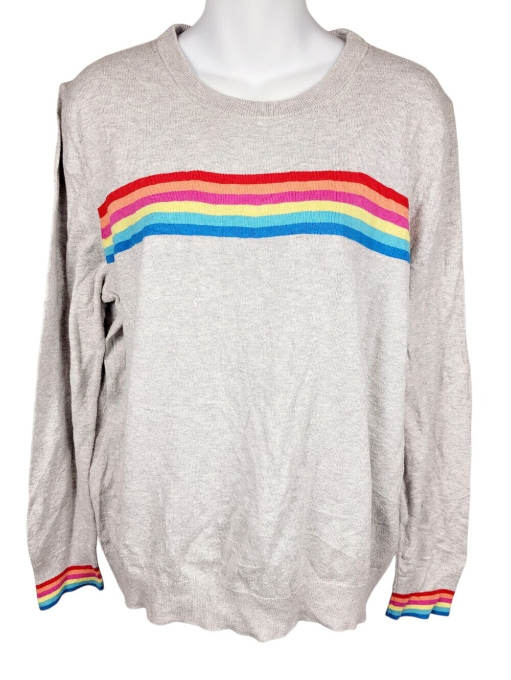 2/$20 Gap Grey & Rainbow Stripes Sweater Top Size: XL